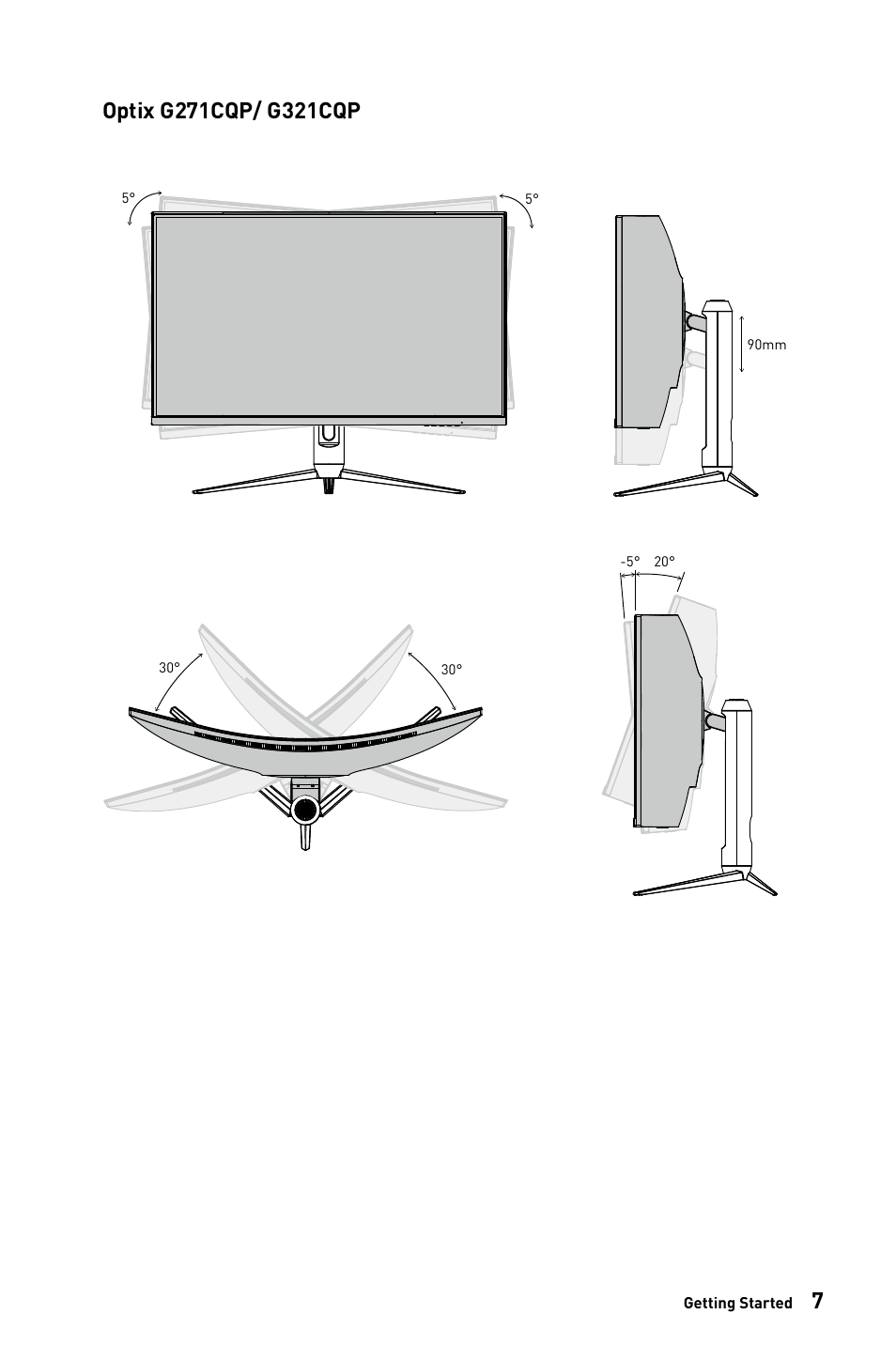 MSI Optix G271CQP E2 27" 1440p 170 Hz Curved Gaming Monitor User Manual | Page 7 / 33