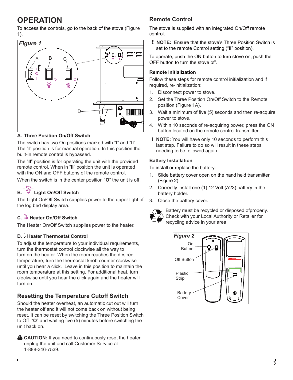 Operation | Dimplex DS7420 User Manual | Page 3 / 12