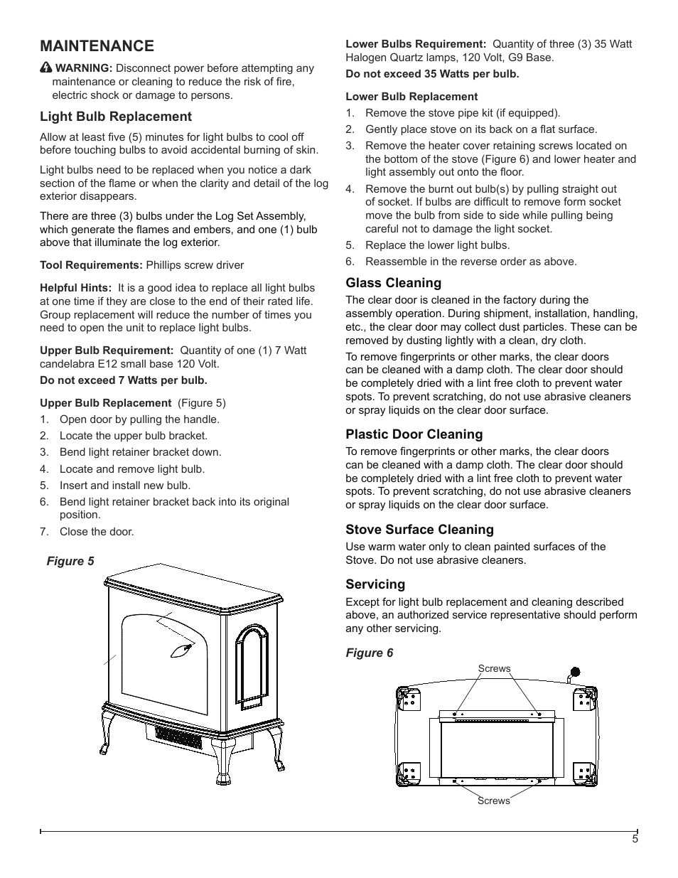 Maintenance | Dimplex DS7420 User Manual | Page 5 / 12
