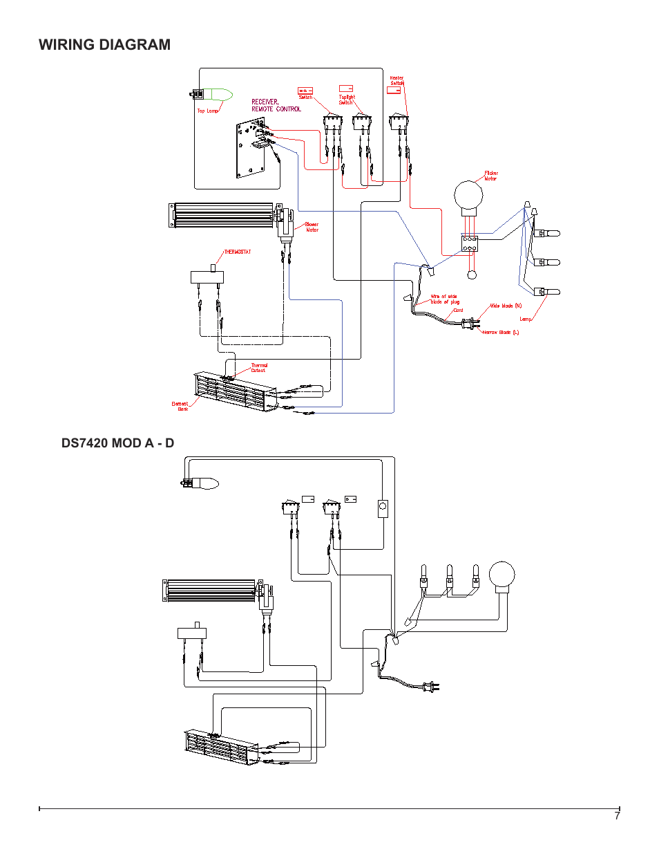 Wiring diagram | Dimplex DS7420 User Manual | Page 7 / 12