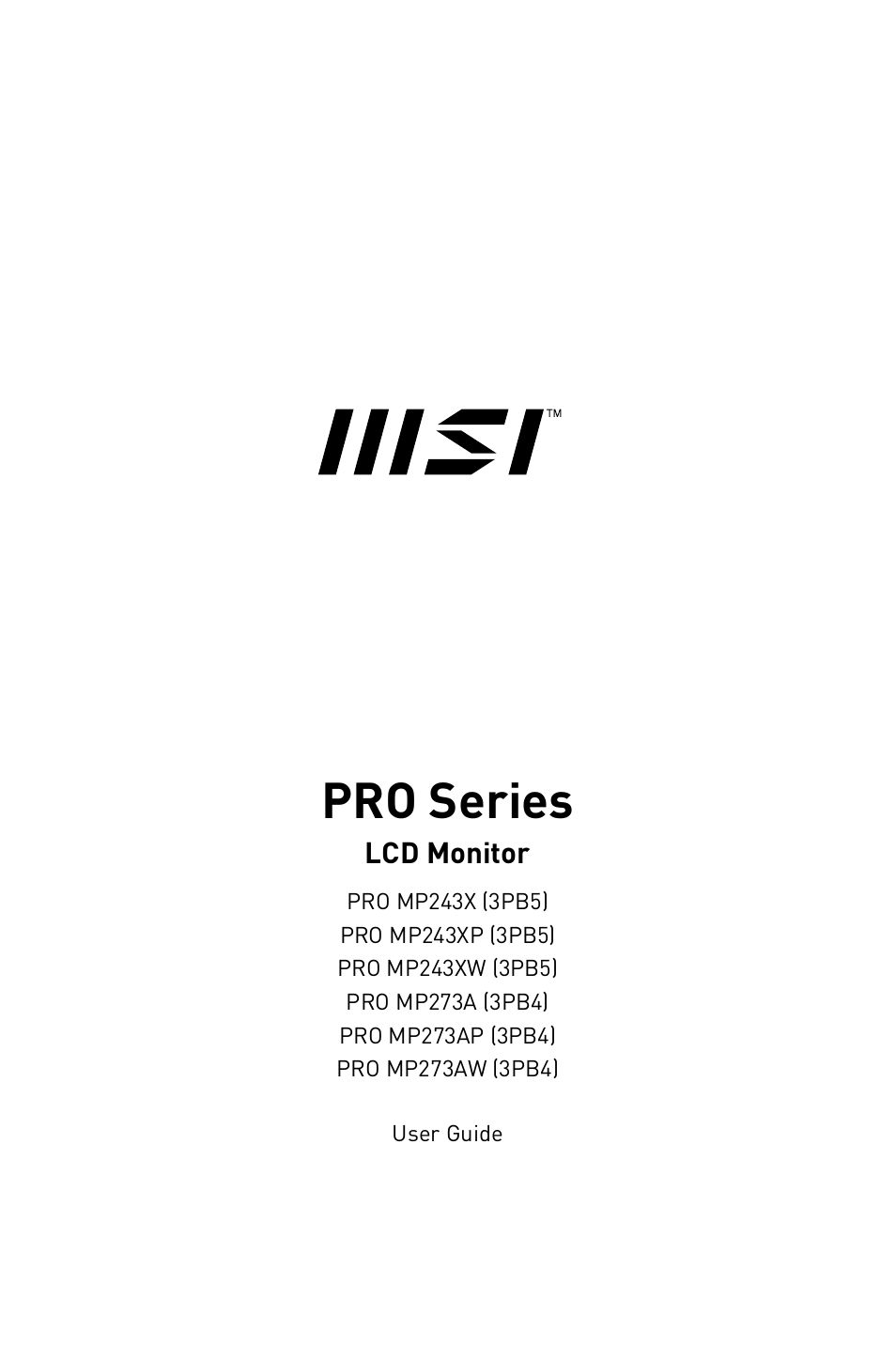 MSI 27" PRO MP273AW Monitor (Matte White) User Manual | 30 pages