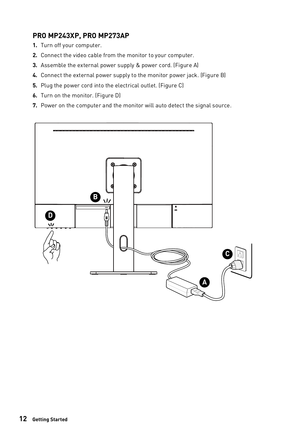 Ab c d | MSI 27" PRO MP273AW Monitor (Matte White) User Manual | Page 12 / 30