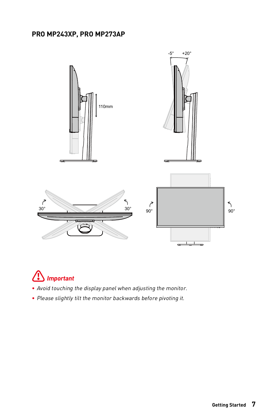 MSI 27" PRO MP273AW Monitor (Matte White) User Manual | Page 7 / 30