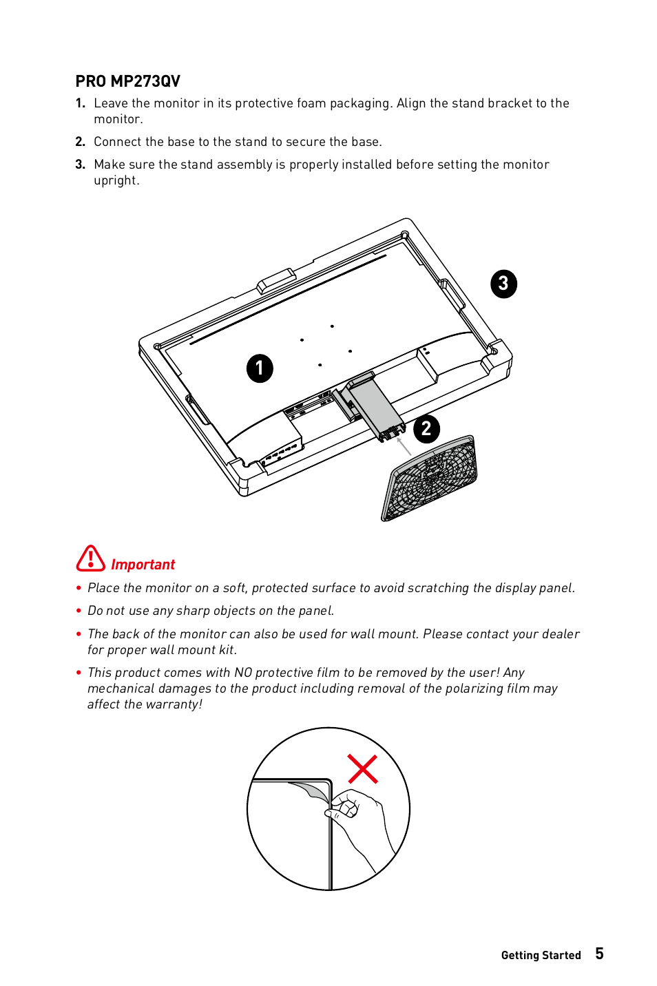 MSI PRO MP273QV 27" 1440p Business Productivity Monitor User Manual | Page 5 / 31