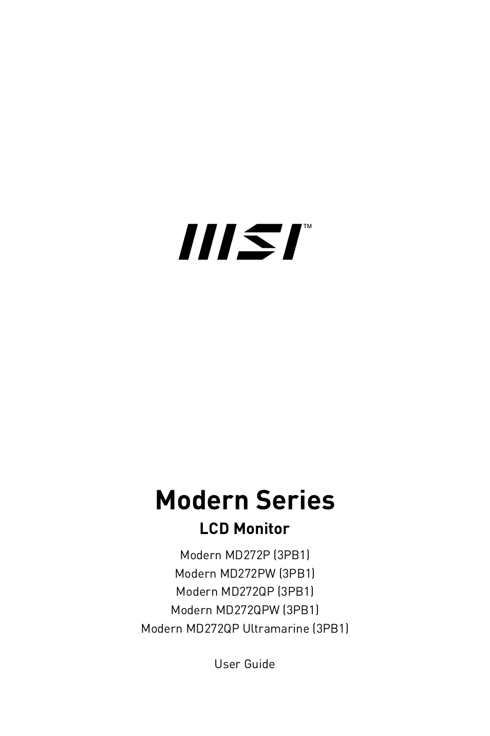 MSI Modern MD272QPW 27" 1440p Monitor (White) User Manual | 26 pages