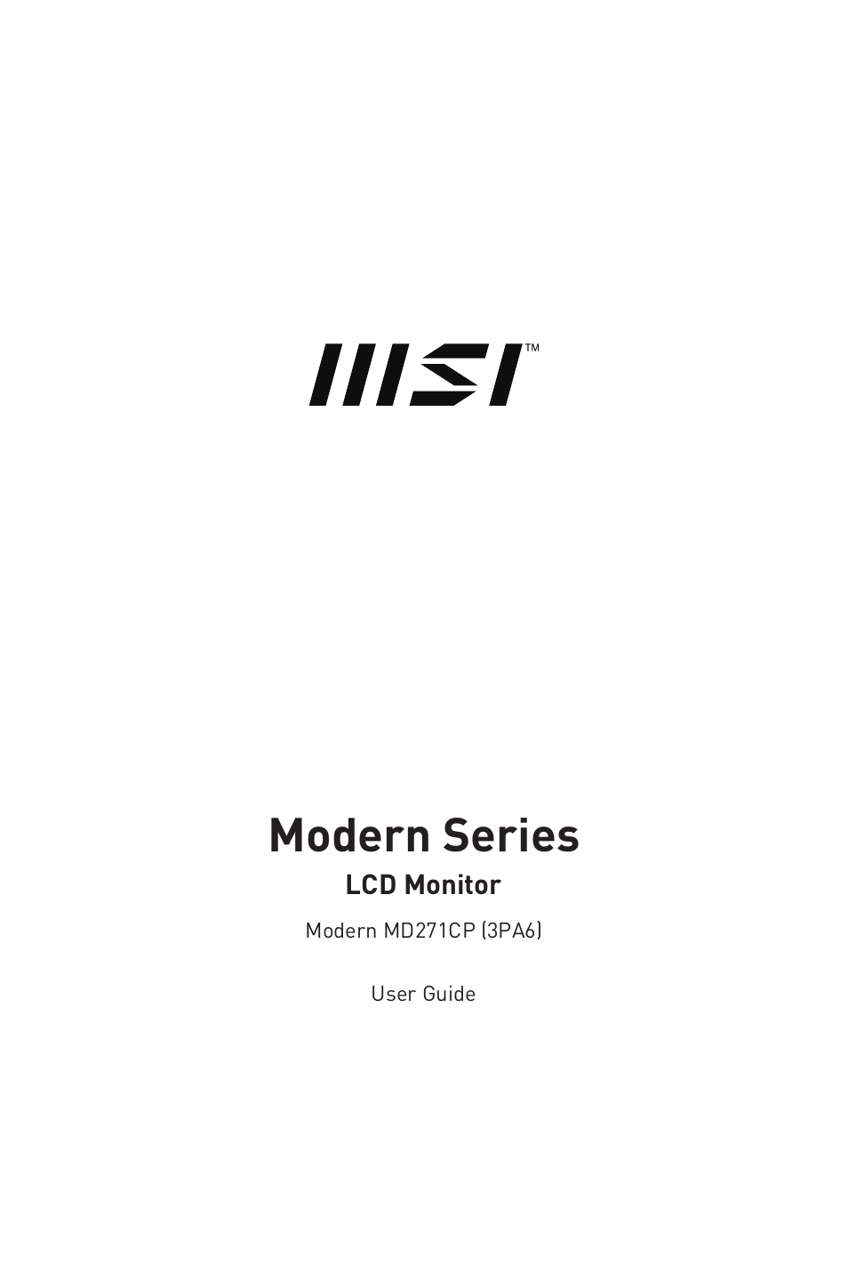 MSI Modern MD271CP 27" 16:9 Curved 75 Hz VA Monitor (Black) User Manual | 22 pages