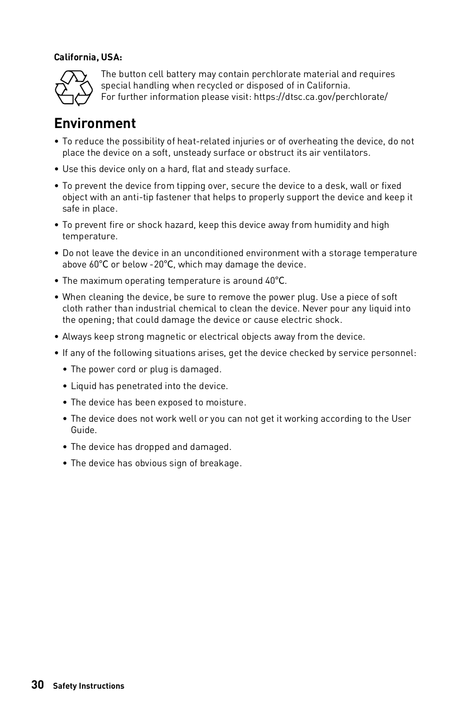 Environment | MSI G273CQ 27" 1440p 170 Hz Curved Gaming Monitor User Manual | Page 30 / 34