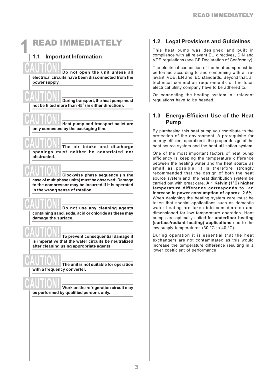 Caution, Read immediately | Dimplex LA 16TR User Manual | Page 3 / 36