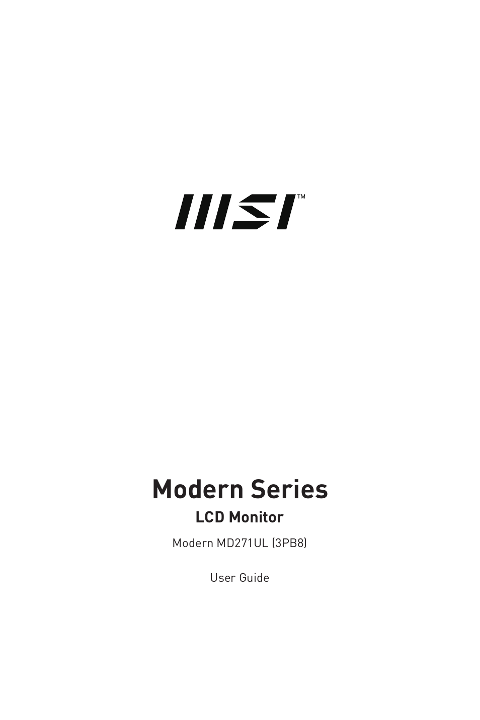 MSI Modern MD271UL 27" 4K Monitor (Iron Gray) User Manual | 25 pages