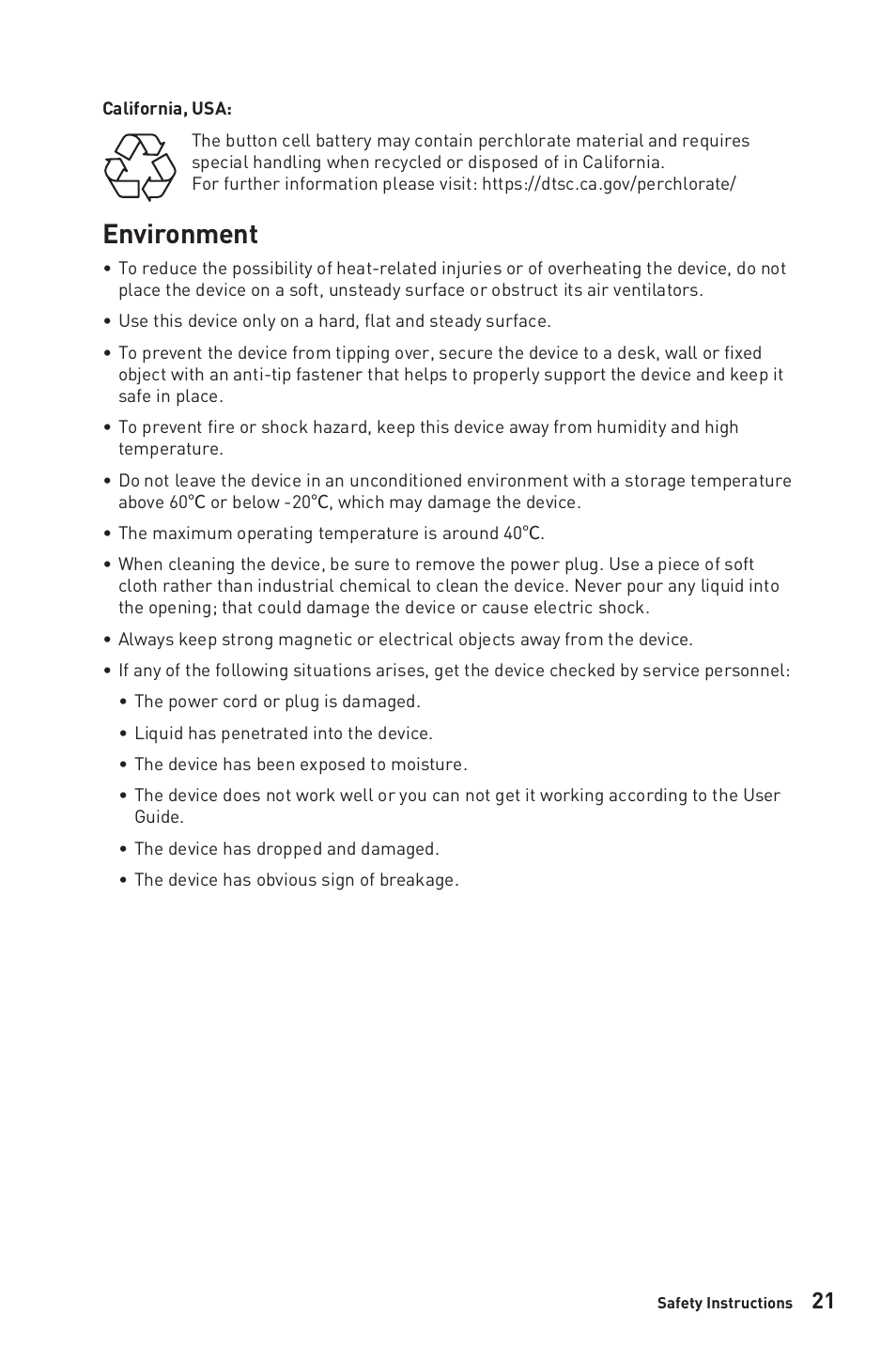 Environment | MSI Modern MD271UL 27" 4K Monitor (Iron Gray) User Manual | Page 21 / 25