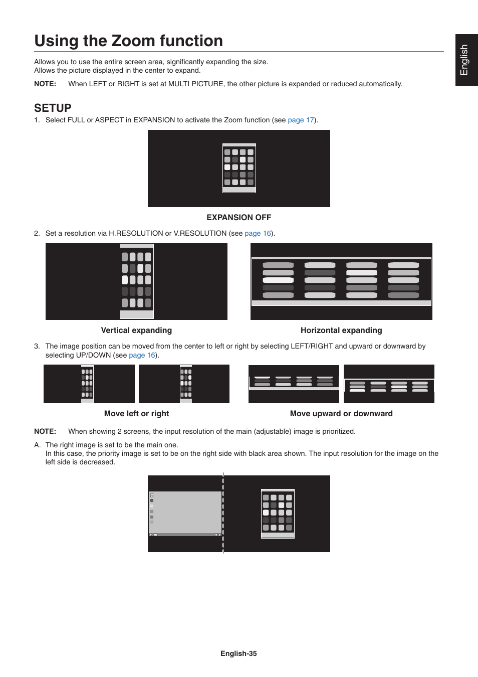 Using the zoom function, Setup | NEC EA271Q-BK 27" 16:9 IPS Monitor User Manual | Page 37 / 39