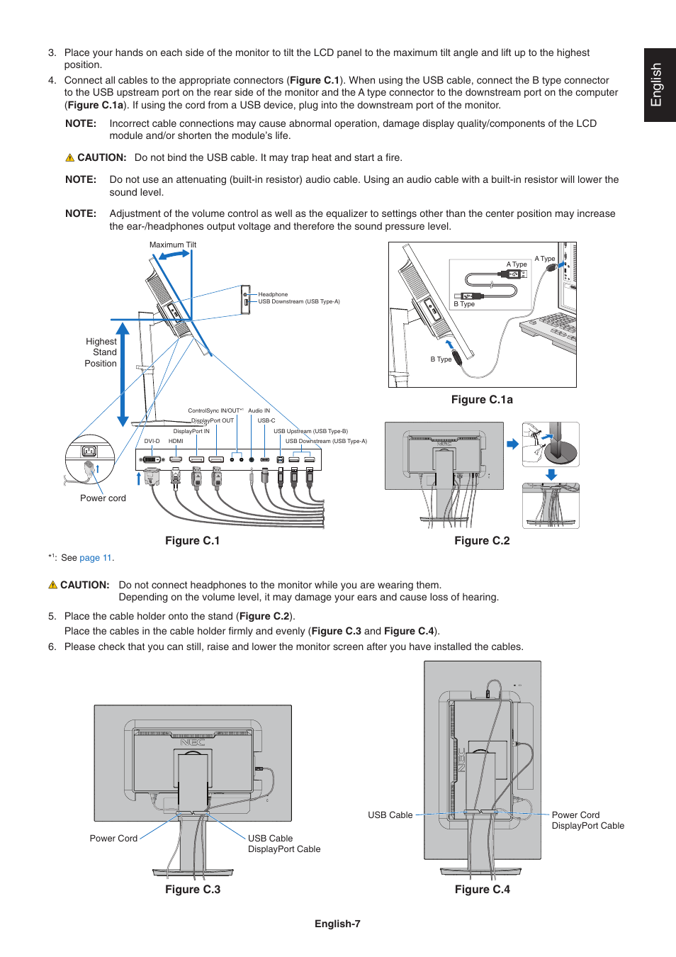 English, Figure c.1a, Figure c.2 figure c.1 | Figure c.3 figure c.4 | NEC EA271Q-BK 27" 16:9 IPS Monitor User Manual | Page 9 / 39