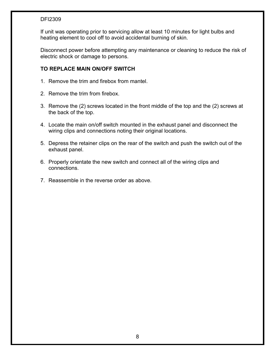 Dimplex DFI2309 User Manual | Page 10 / 16