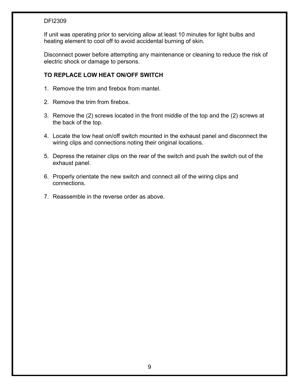 Dimplex DFI2309 User Manual | Page 11 / 16