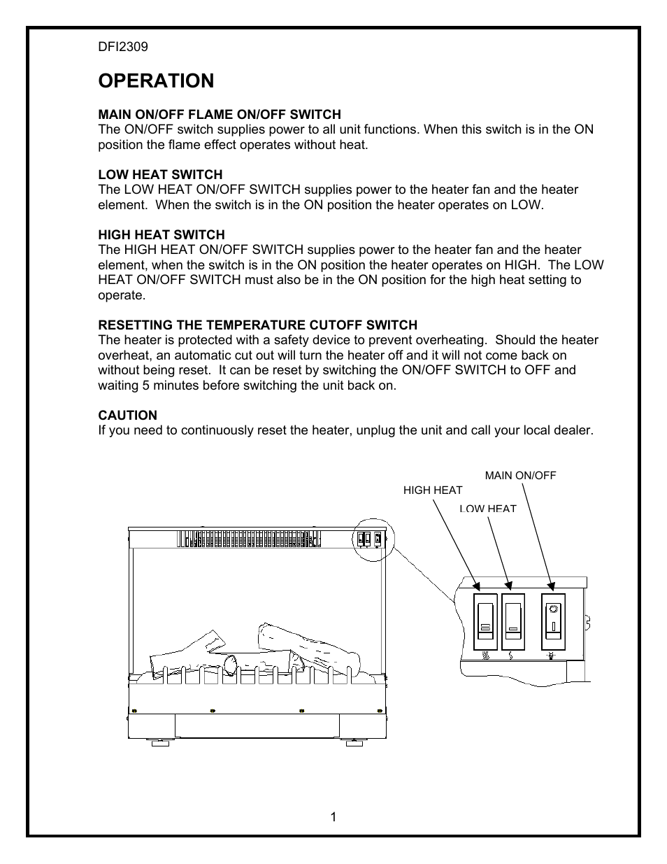 Operation | Dimplex DFI2309 User Manual | Page 3 / 16