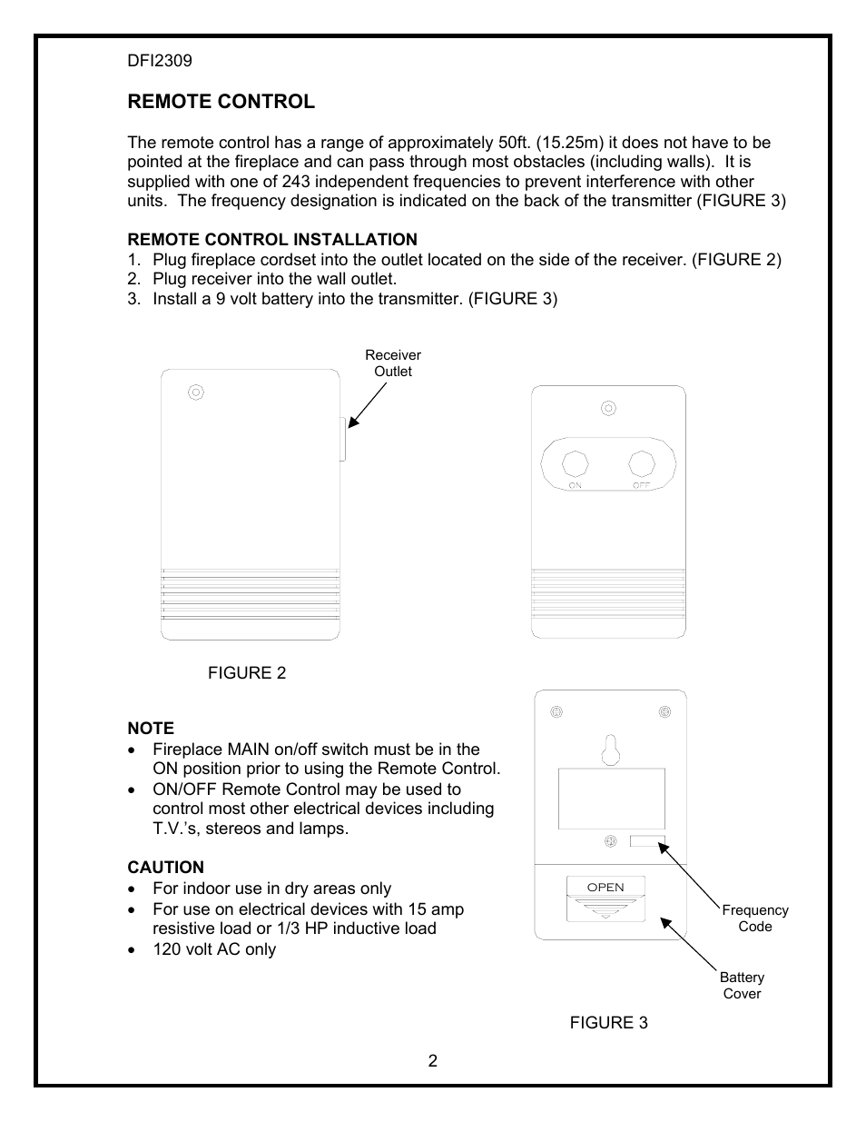 Remote control | Dimplex DFI2309 User Manual | Page 4 / 16