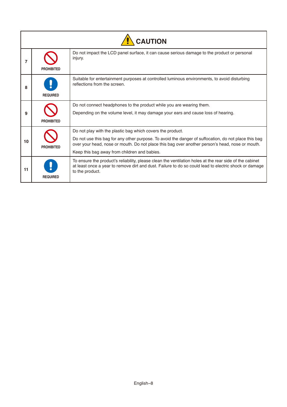 Cautioo | NEC MultiSync E273F-BK 27" 16:9 Full HD IPS Monitor User Manual | Page 10 / 36