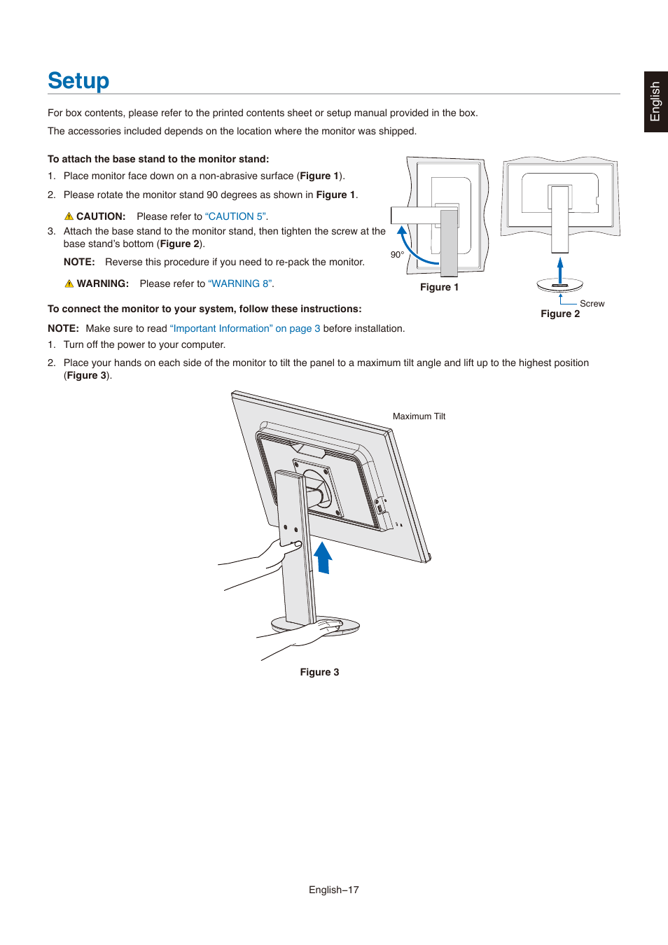 Setup | NEC MultiSync E273F-BK 27" 16:9 Full HD IPS Monitor User Manual | Page 19 / 36