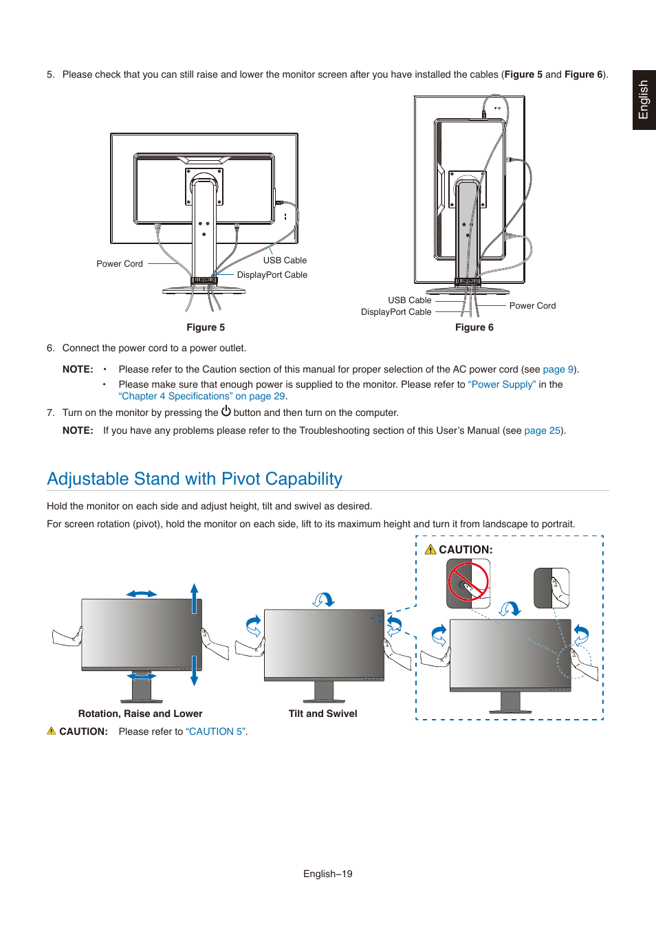 Adjustable stand with pivot capability | NEC MultiSync E273F-BK 27" 16:9 Full HD IPS Monitor User Manual | Page 21 / 36