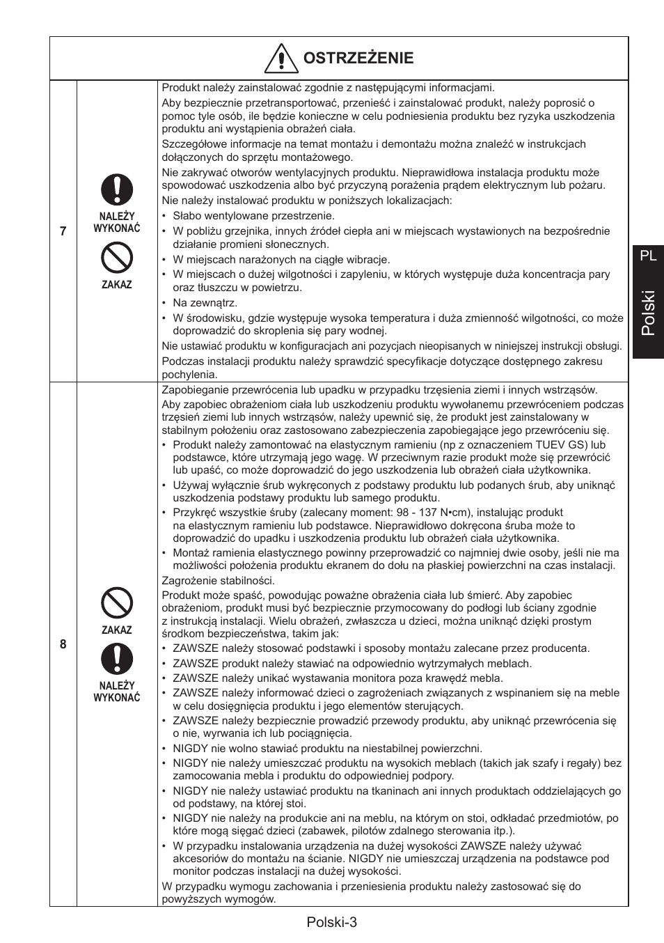 Polski, Niorotżtht, Polski-3 pl | NEC MultiSync E274FL 27" Monitor User Manual | Page 119 / 176