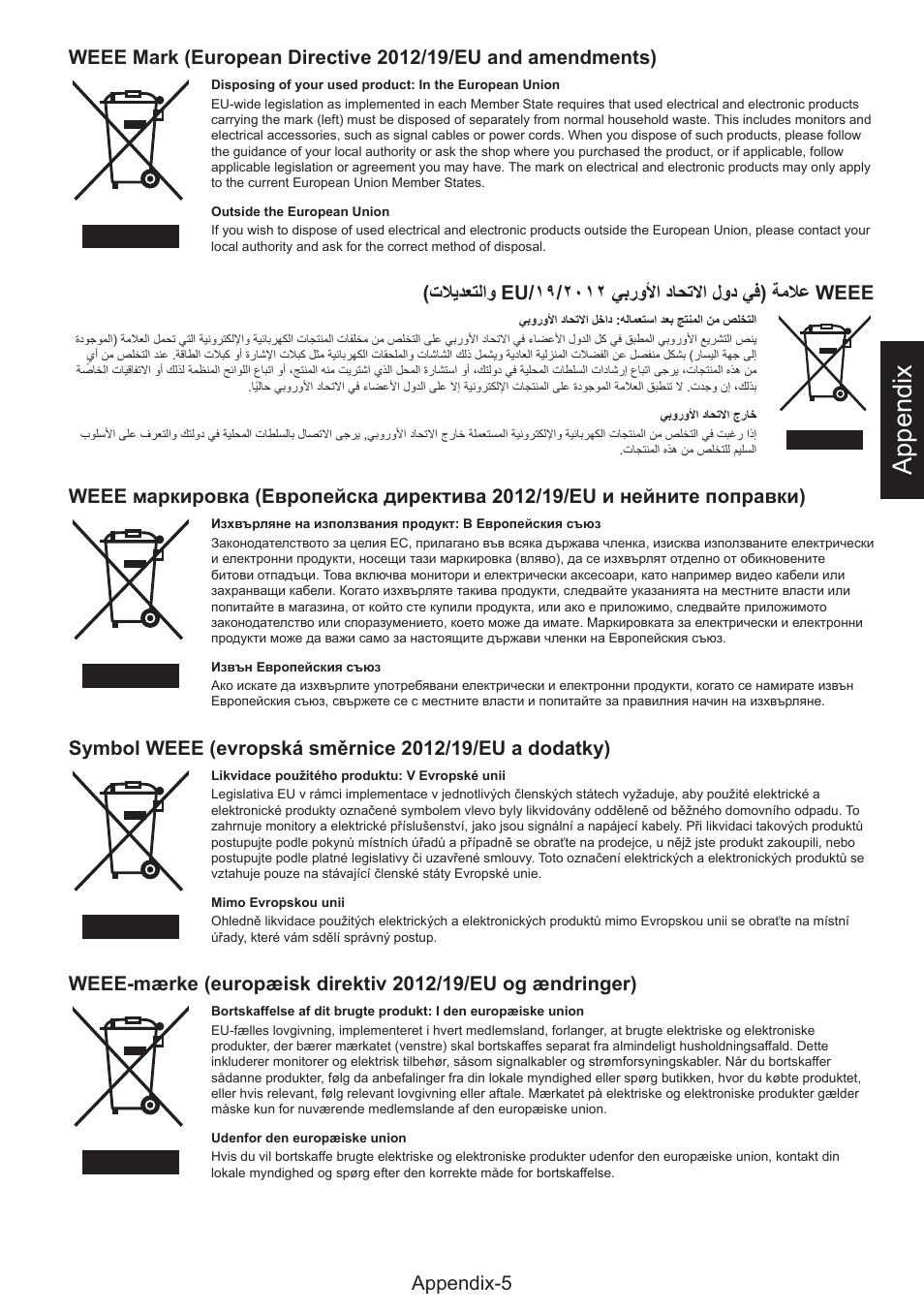 Appendix, Appendix-5 | NEC MultiSync E274FL 27" Monitor User Manual | Page 169 / 176