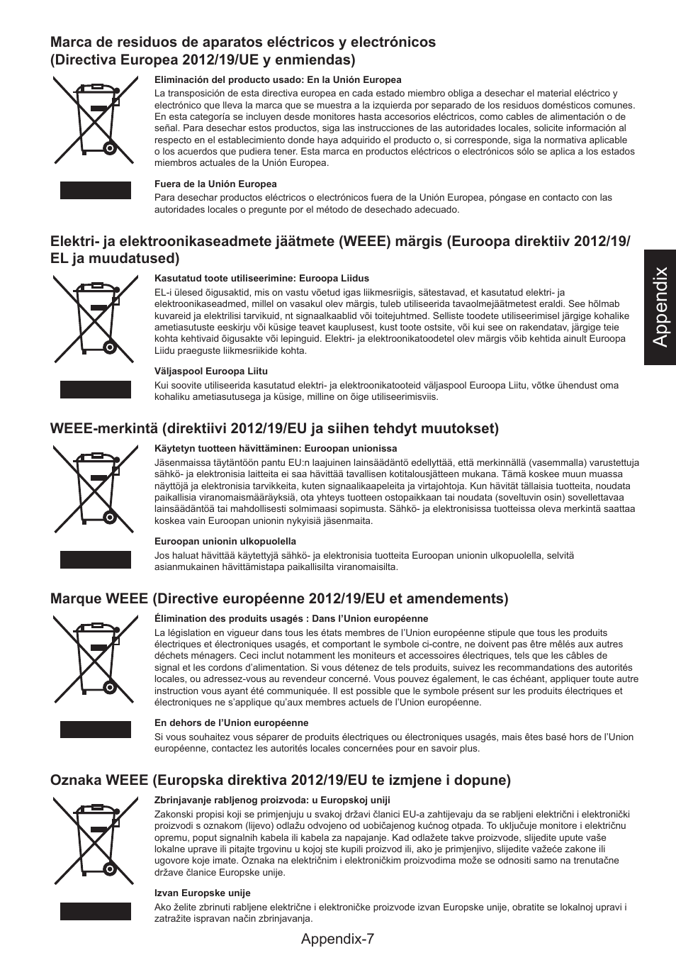 Appendix, Appendix-7 | NEC MultiSync E274FL 27" Monitor User Manual | Page 171 / 176