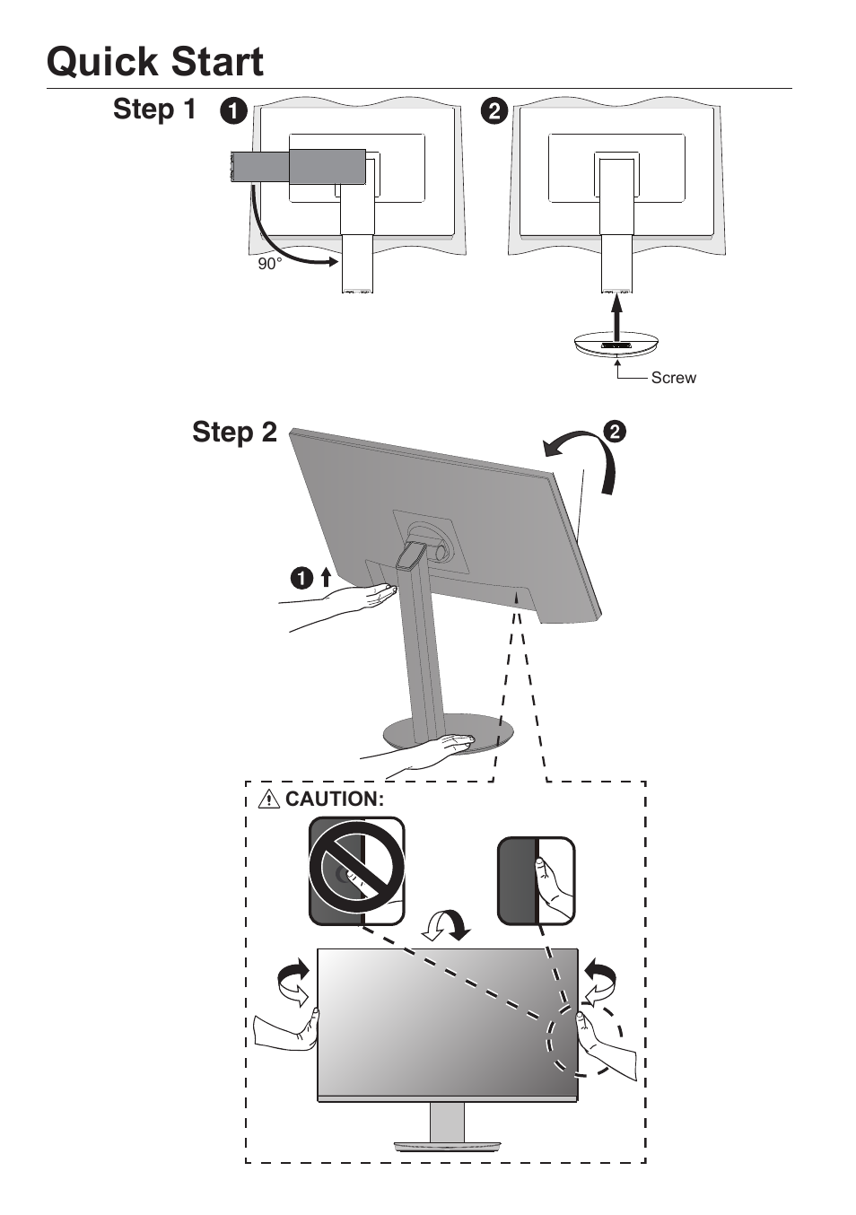 Quick start, Step 1, Step 2 | NEC MultiSync E274FL 27" Monitor User Manual | Page 4 / 176