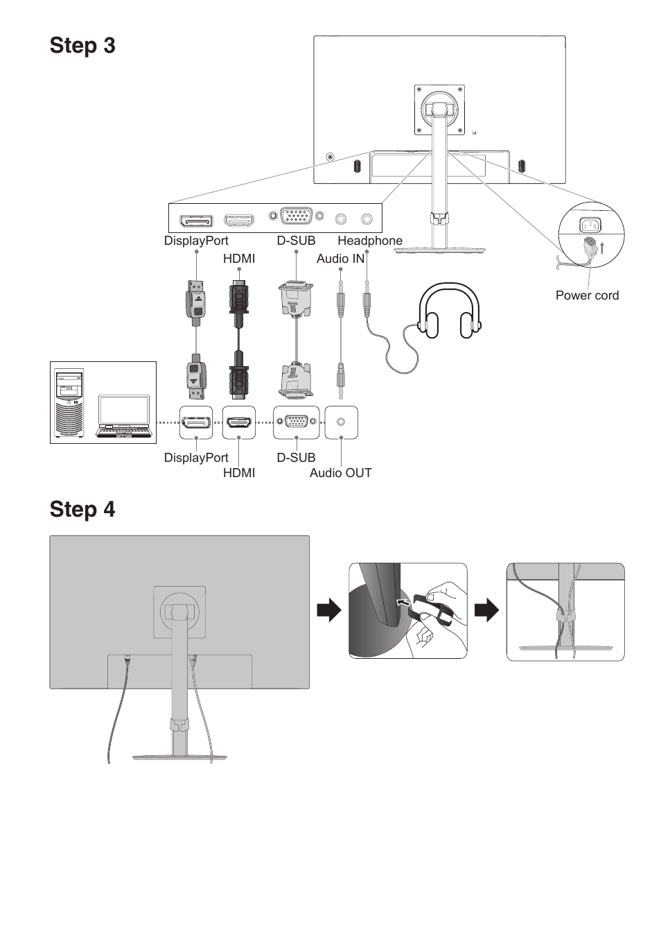 Step 3 step 4 | NEC MultiSync E274FL 27" Monitor User Manual | Page 5 / 176