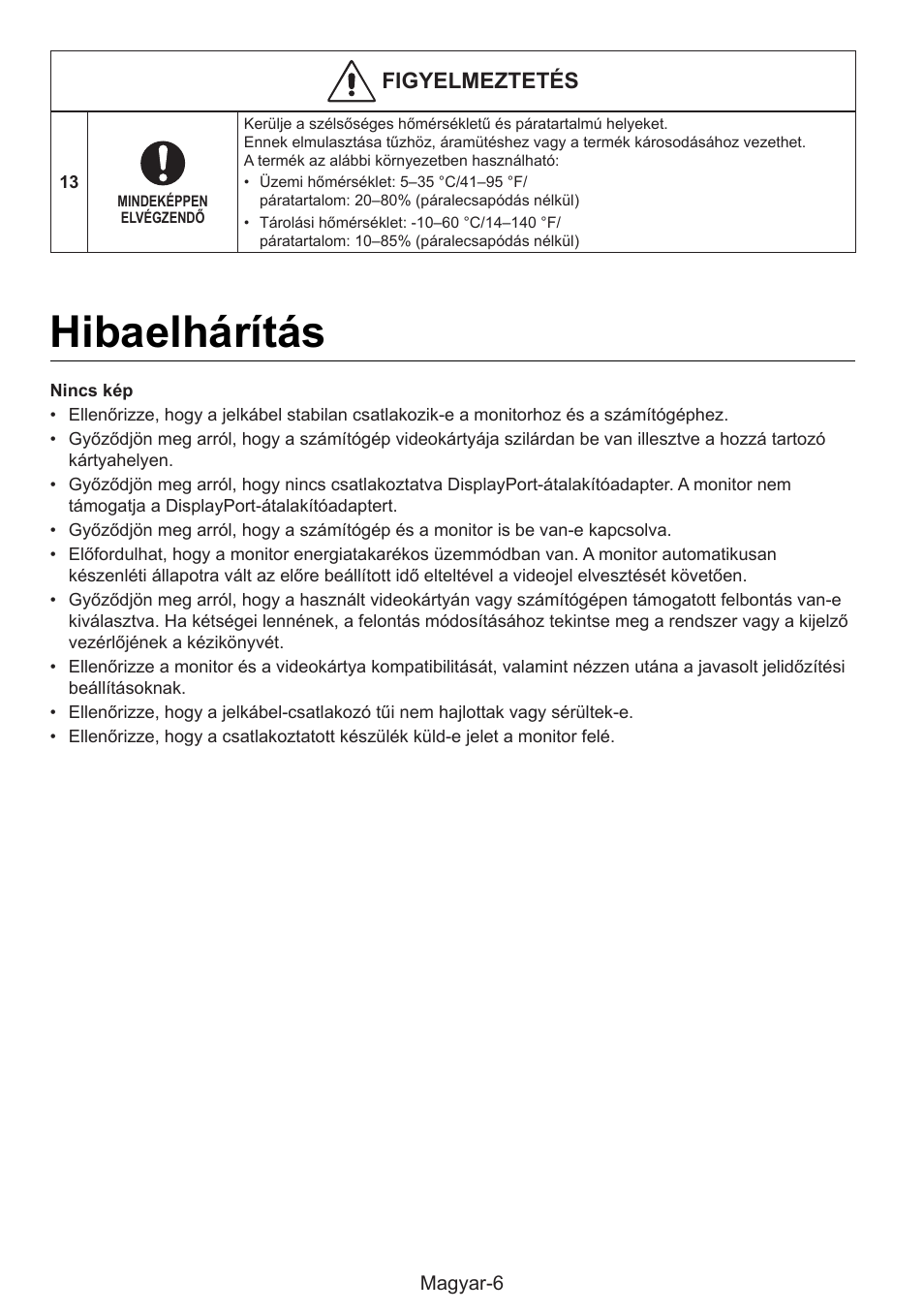 Ibaelhárítás, Fhegtlátootoéi | NEC MultiSync E274FL 27" Monitor User Manual | Page 86 / 176