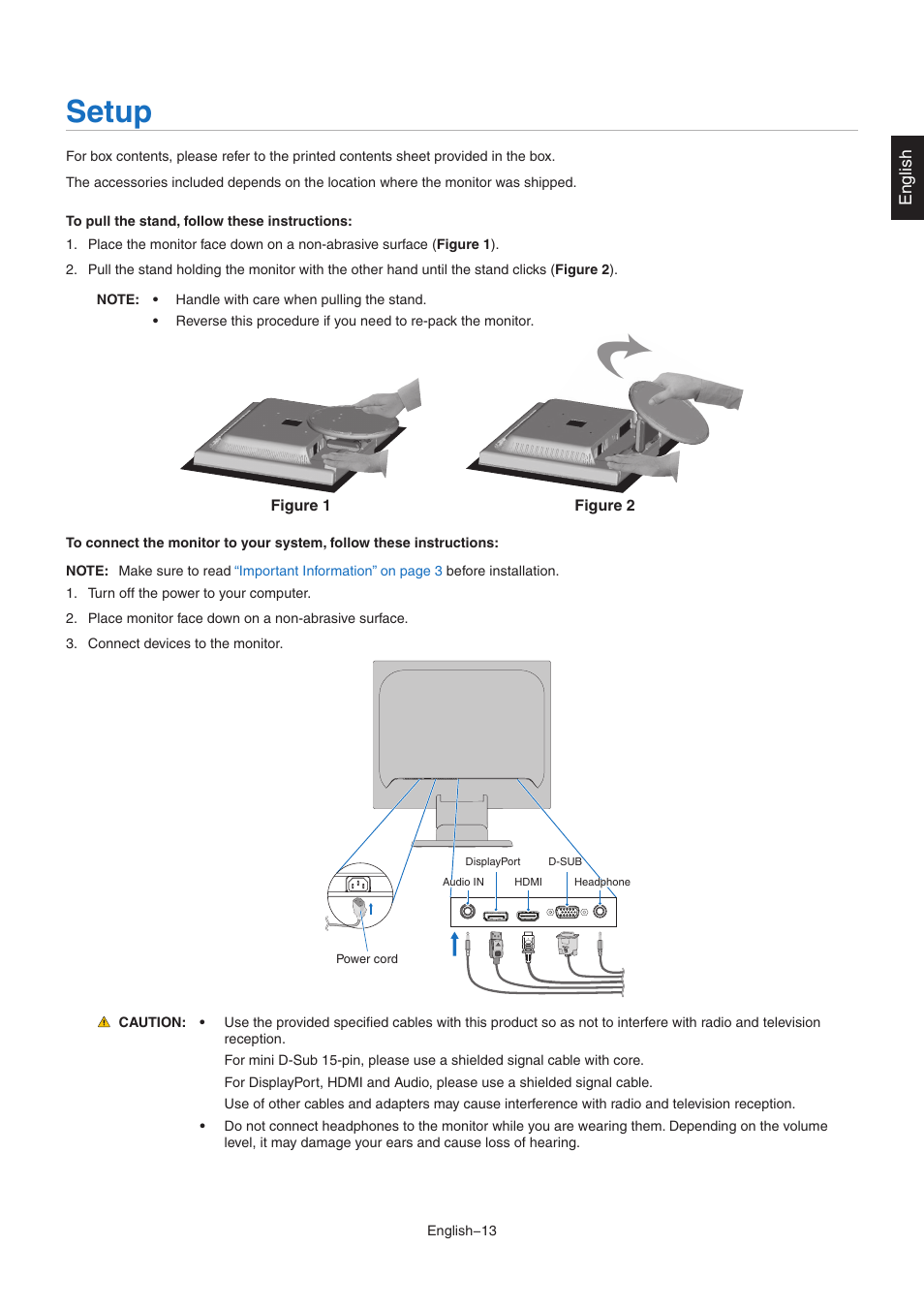 Setup | NEC MultiSync E172M-BK 17" 5:4 TN Monitor User Manual | Page 15 / 28