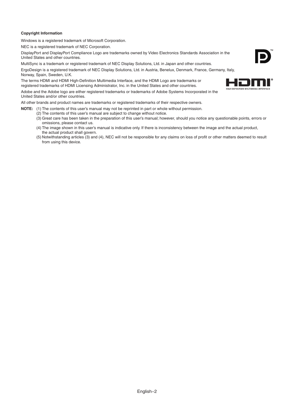 NEC MultiSync E172M-BK 17" 5:4 TN Monitor User Manual | Page 4 / 28