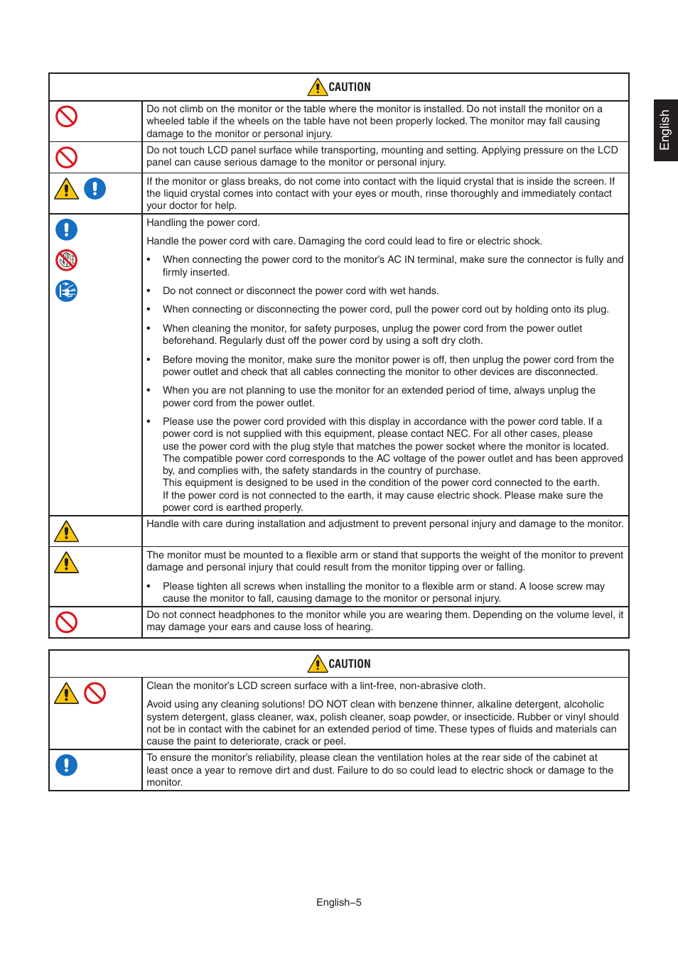 NEC MultiSync E172M-BK 17" 5:4 TN Monitor User Manual | Page 7 / 28