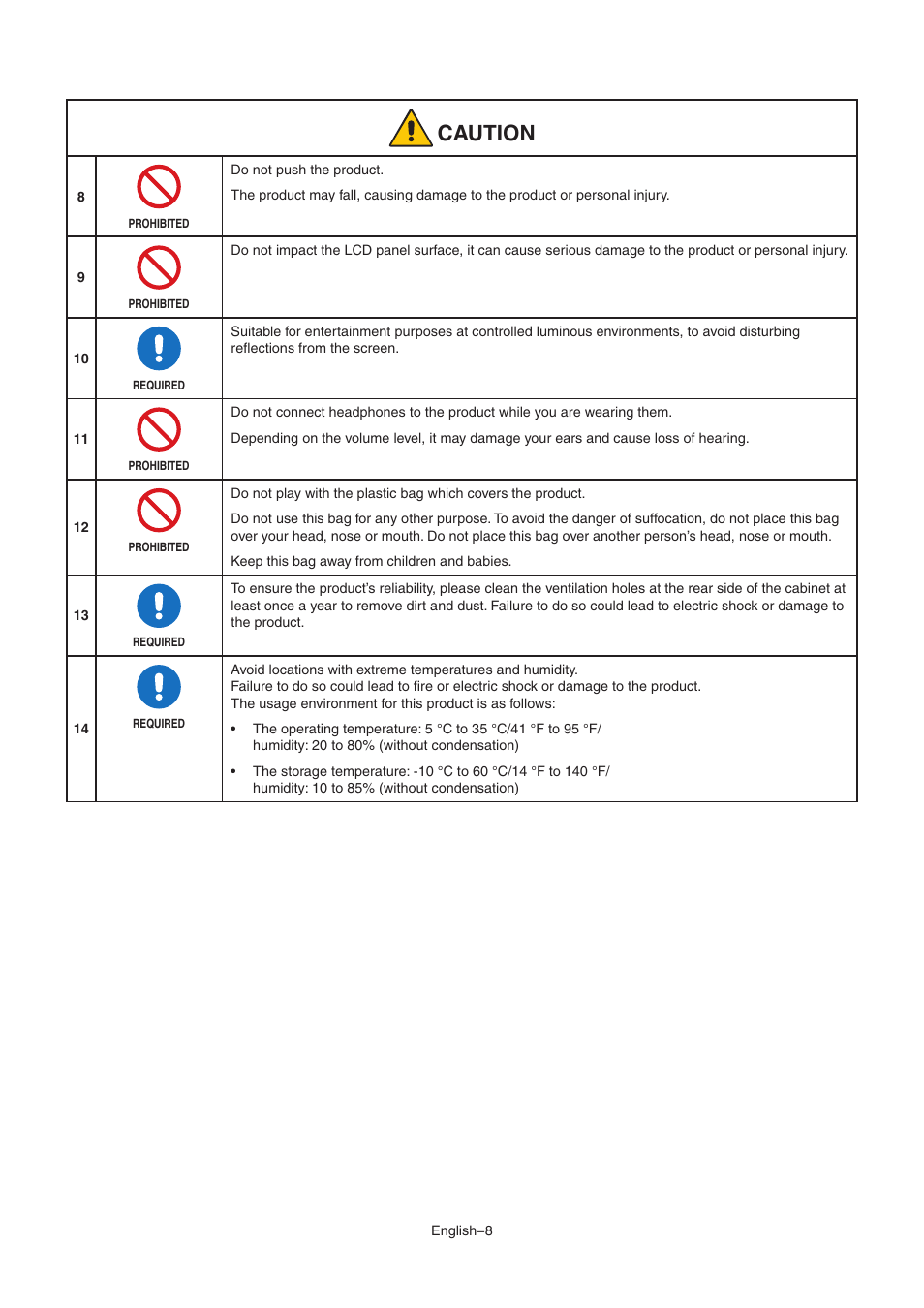 Cautioo | NEC EA242WU 24" Monitor User Manual | Page 10 / 48