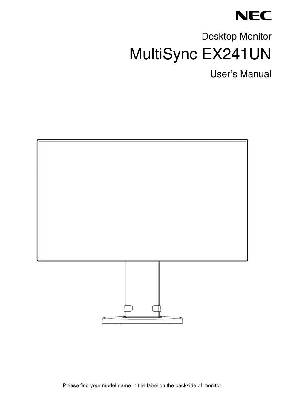 NEC EX241UN-H-BK 23.8" 16:9 IPS Monitor (Wall Mount) User Manual | 34 pages