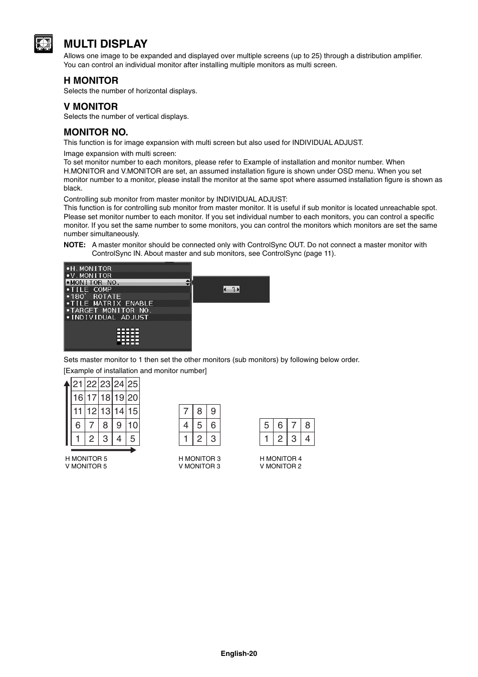 Multi display | NEC EX241UN-H-BK 23.8" 16:9 IPS Monitor (Wall Mount) User Manual | Page 22 / 34