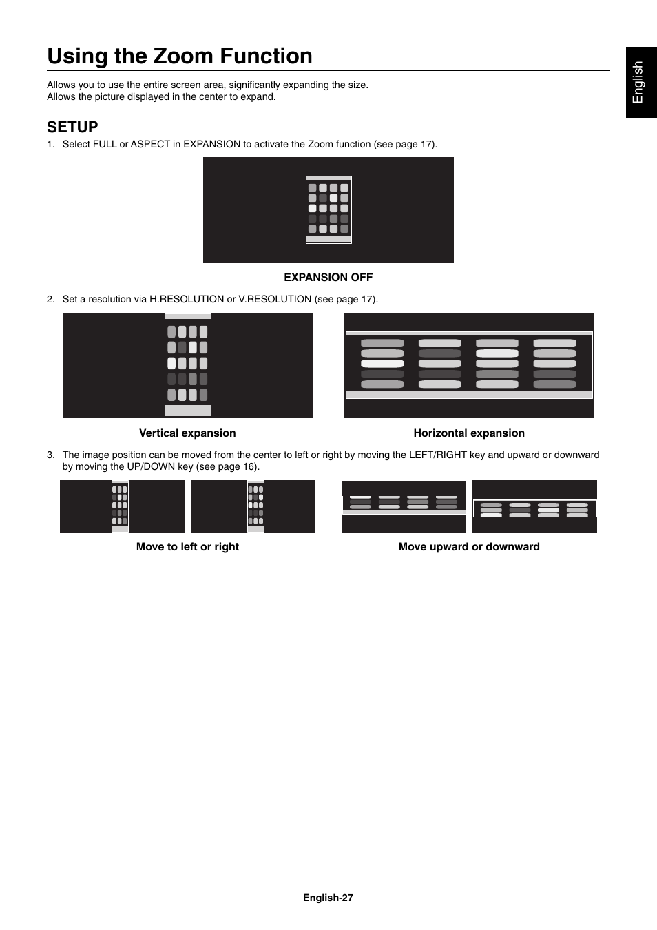 Using the zoom function, Setup | NEC EX241UN-H-BK 23.8" 16:9 IPS Monitor (Wall Mount) User Manual | Page 29 / 34