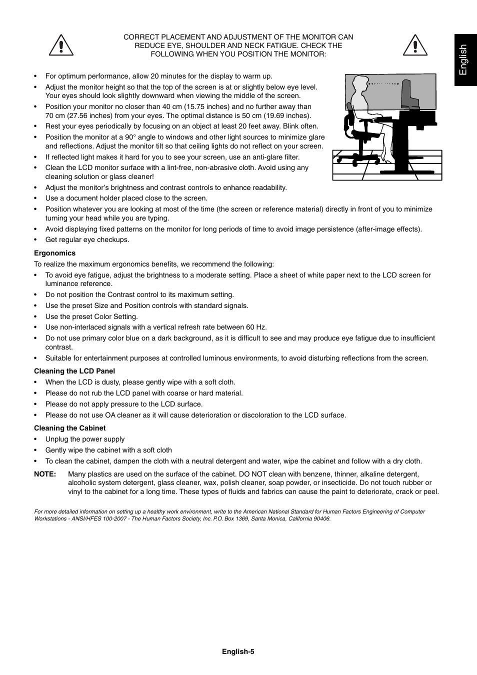 English | NEC E221N-BK 21.5" 16:9 Narrow Bezel IPS Monitor User Manual | Page 7 / 22