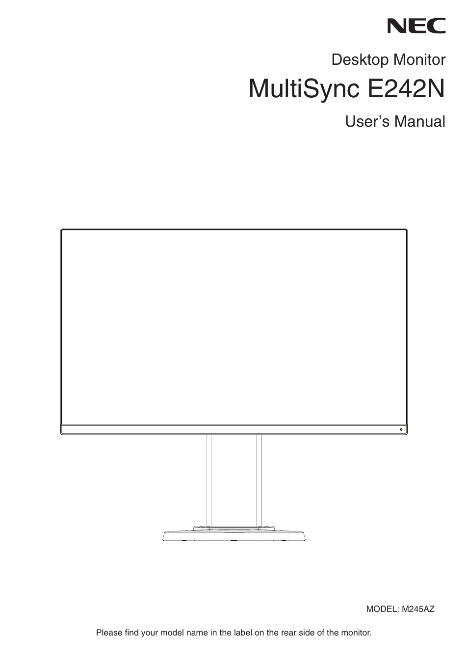 NEC E242N-BK 24" 16:9 IPS Monitor User Manual | 25 pages