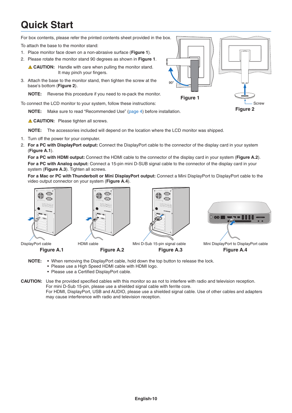 Quick start | NEC E242N-BK 24" 16:9 IPS Monitor User Manual | Page 12 / 25