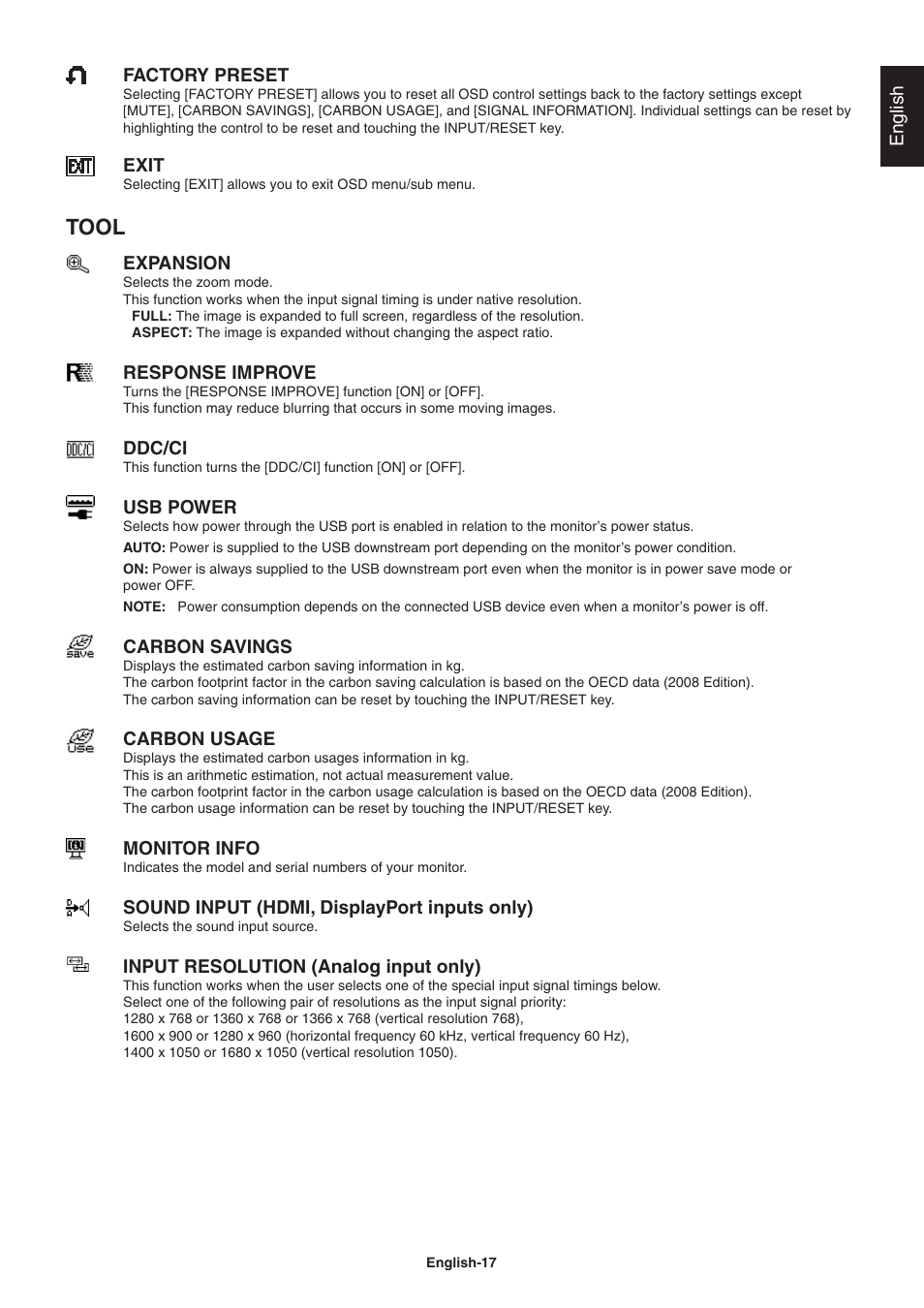 Ool] allows you to get into the sub menu. see, Onnl | NEC E242N-BK 24" 16:9 IPS Monitor User Manual | Page 19 / 25