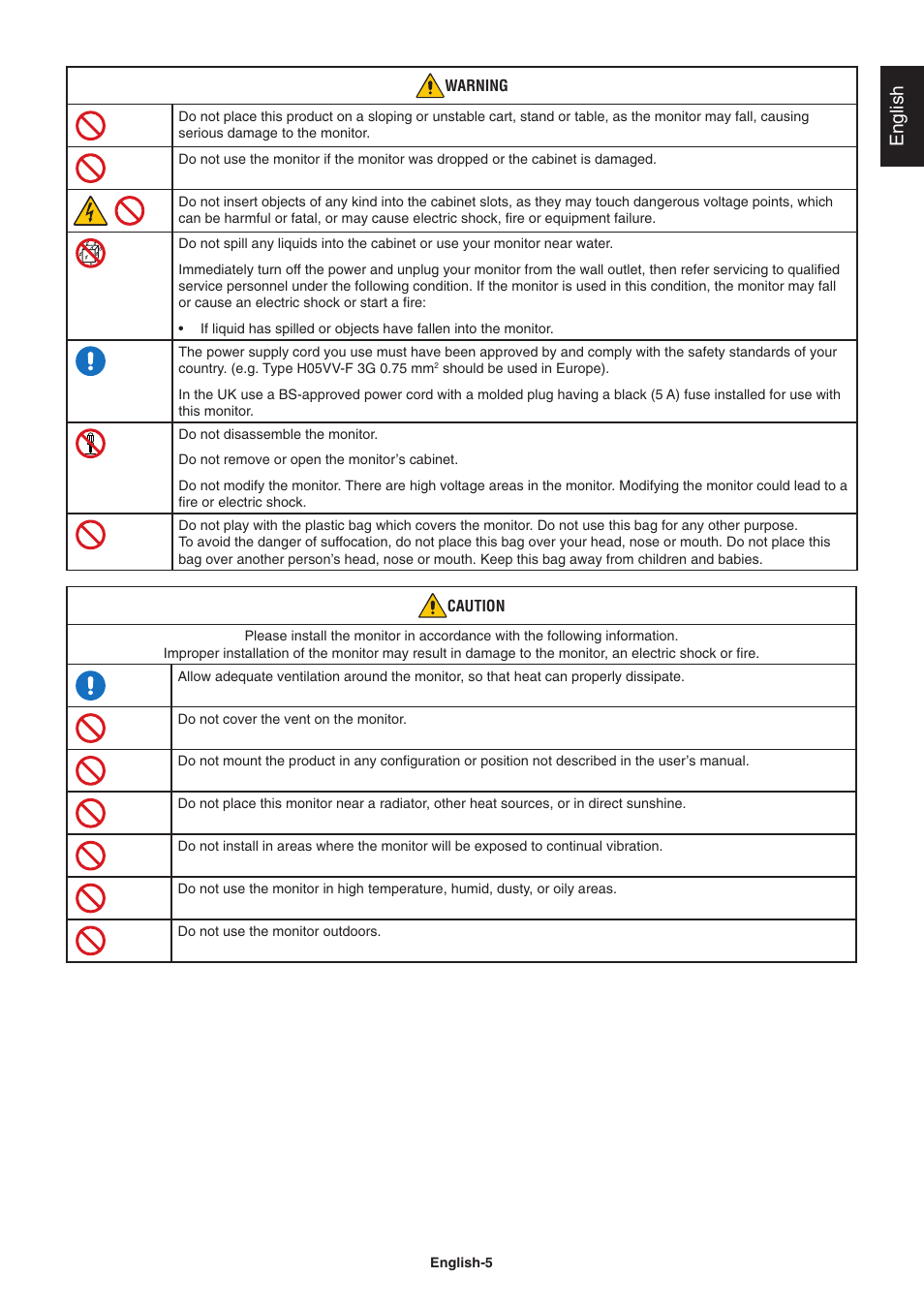 English | NEC E242N-BK 24" 16:9 IPS Monitor User Manual | Page 7 / 25