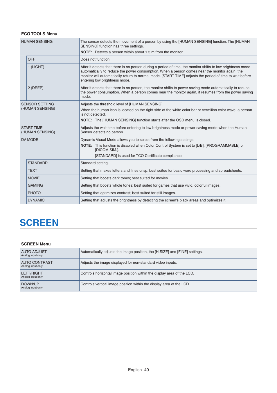 Screen | NEC MultiSync EA242F-BK 23.8" 16:9 IPS Monitor User Manual | Page 42 / 50