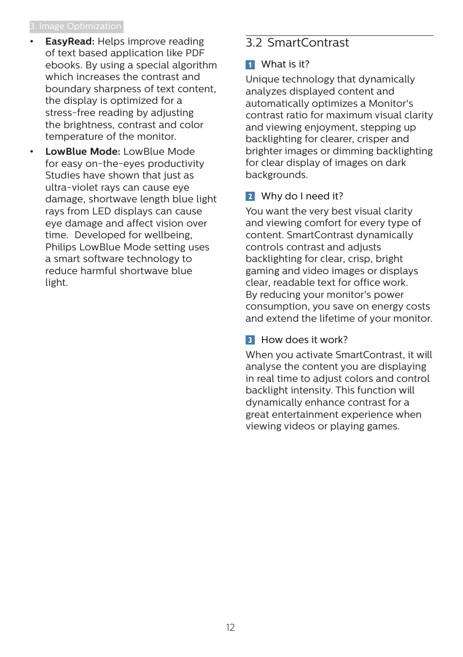 2 smartcontrast | Philips 241V8L 23.8" Monitor User Manual | Page 14 / 31