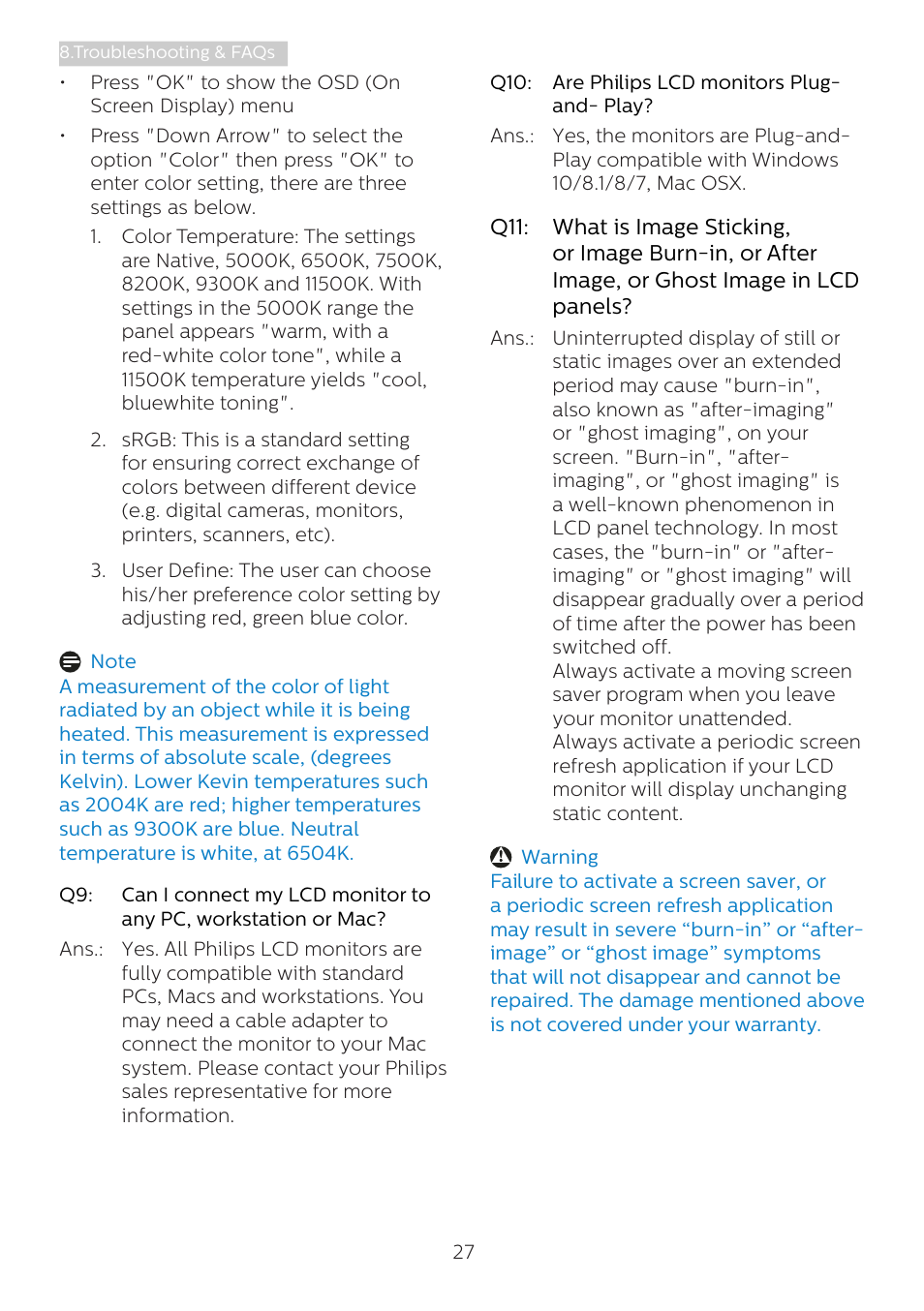 Philips 241V8L 23.8" Monitor User Manual | Page 29 / 31