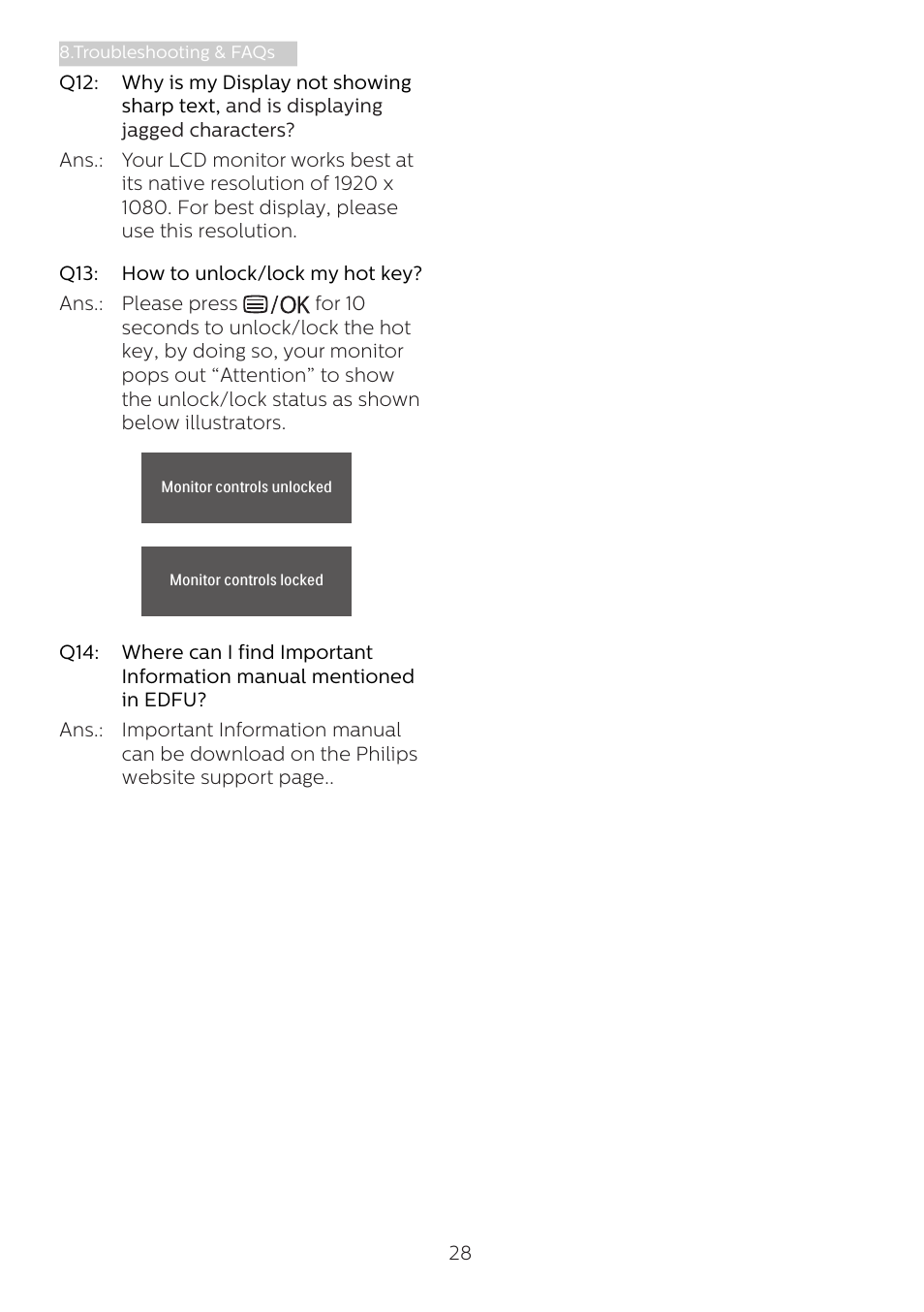 Philips 241V8L 23.8" Monitor User Manual | Page 30 / 31