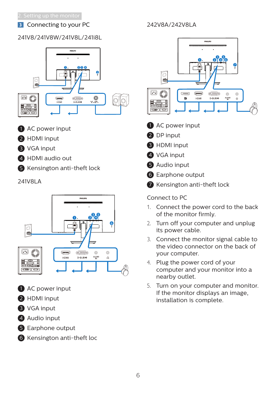 Philips 241V8L 23.8" Monitor User Manual | Page 8 / 31