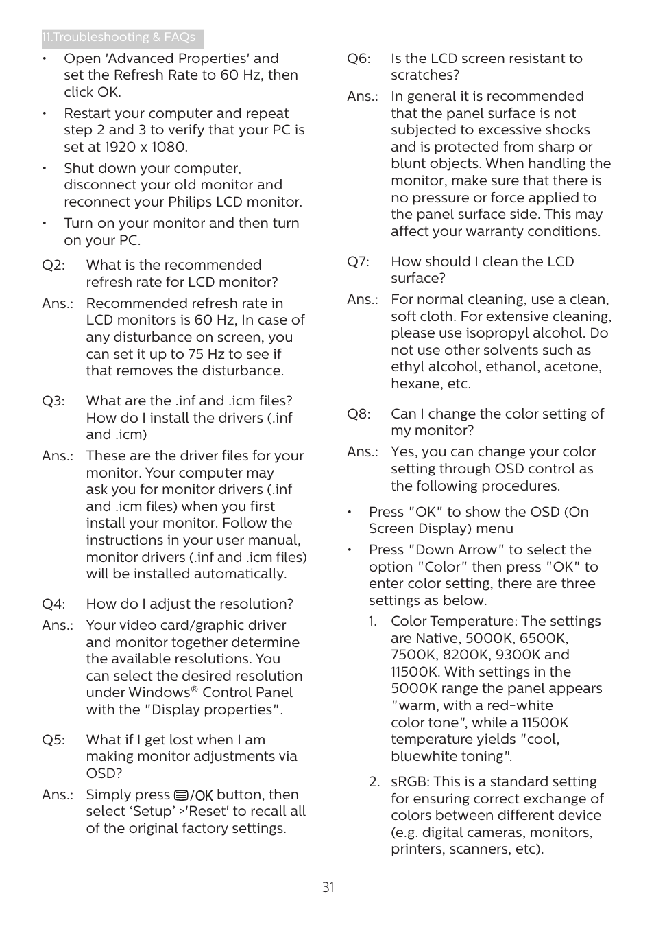 Philips 243B1 23.8" 16:9 USB Type-C IPS Monitor User Manual | Page 33 / 36