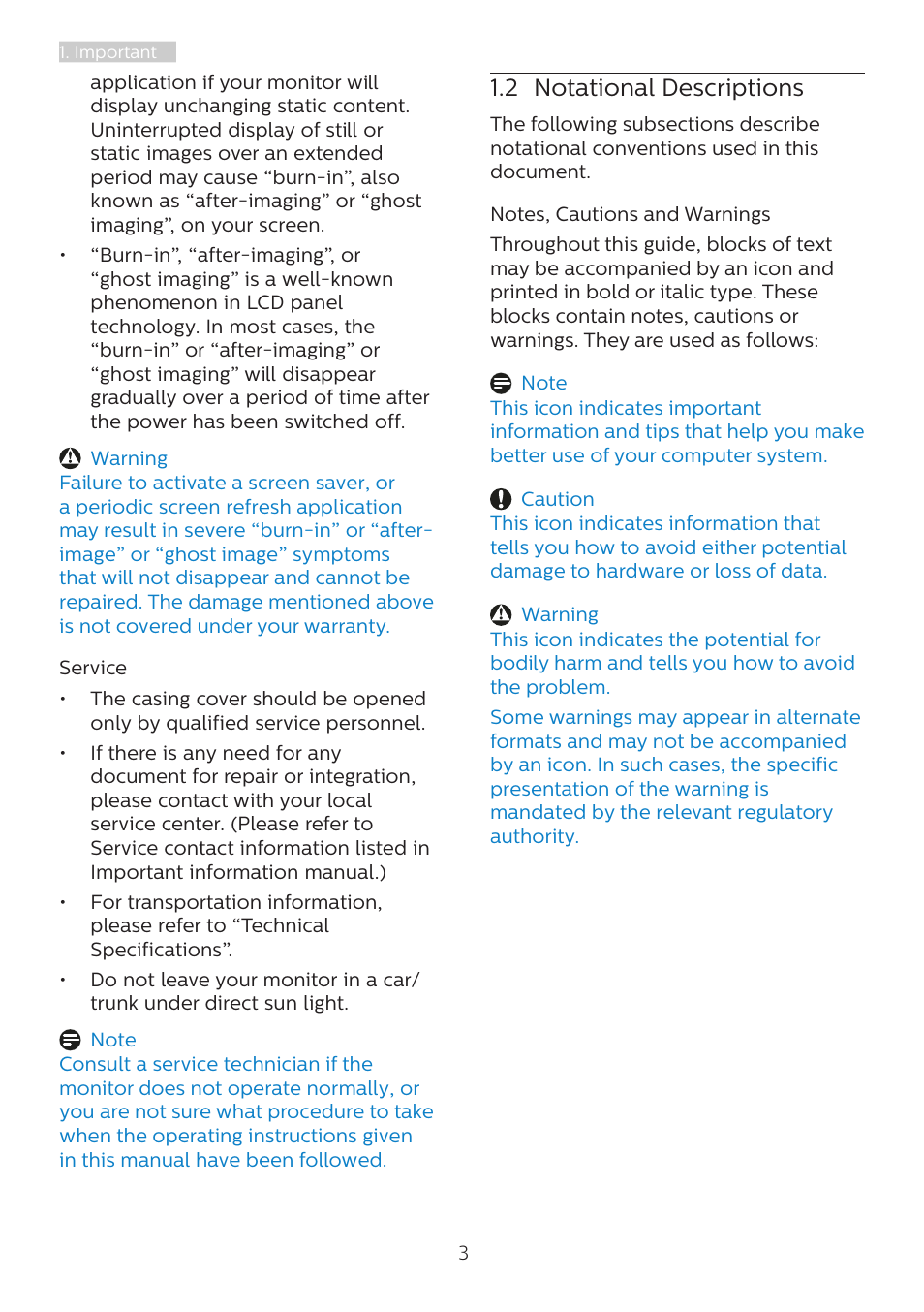 2 notational descriptions | Philips 243B1 23.8" 16:9 USB Type-C IPS Monitor User Manual | Page 5 / 36