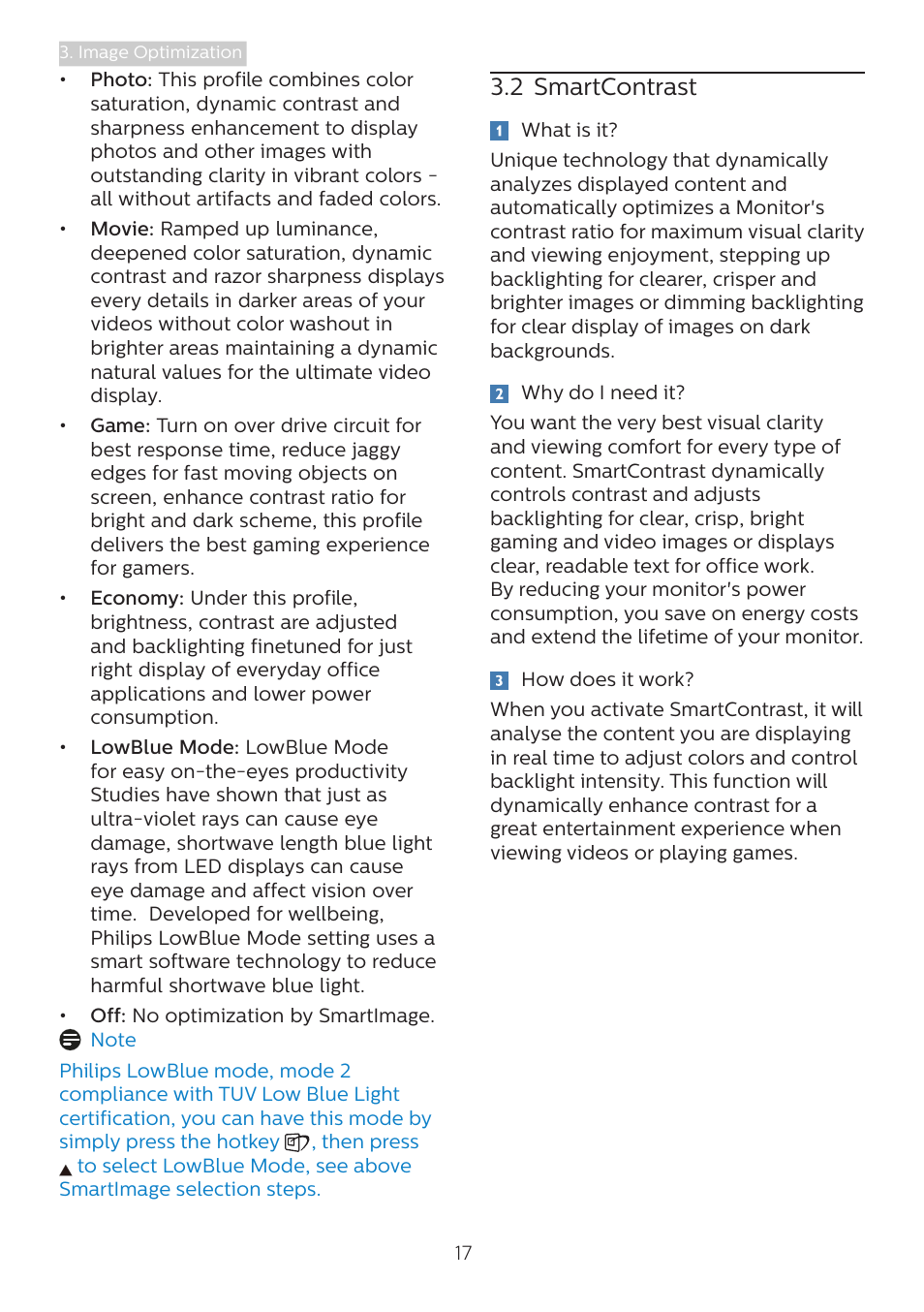 2 smartcontrast | Philips 242B1H 23.8" 16:9 Adaptive-Sync IPS Monitor User Manual | Page 19 / 38