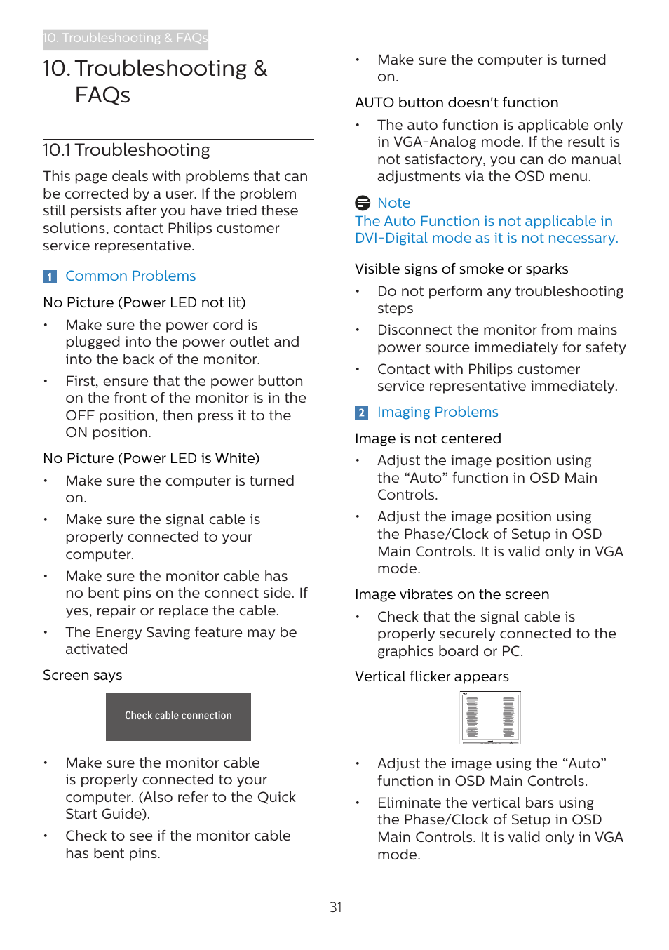 Troubleshooting & faqs, 1 troubleshooting | Philips 242B1H 23.8" 16:9 Adaptive-Sync IPS Monitor User Manual | Page 33 / 38